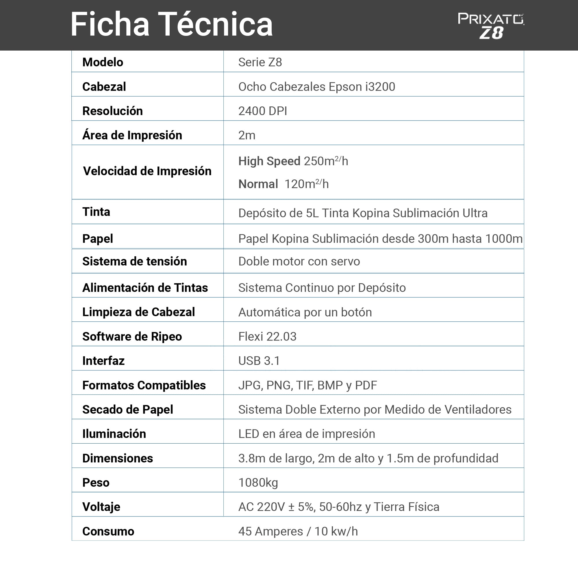 Prixato Z8 | Sublimación