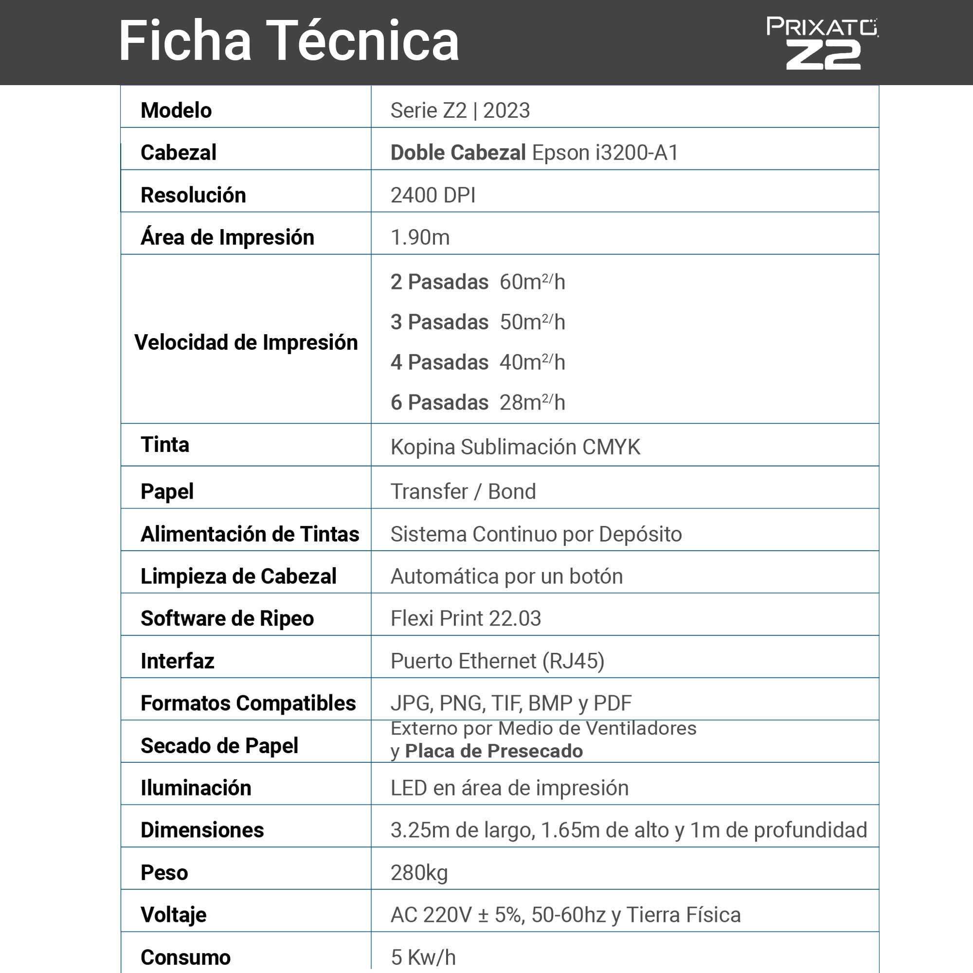 Prixato Z2 | Sublimación